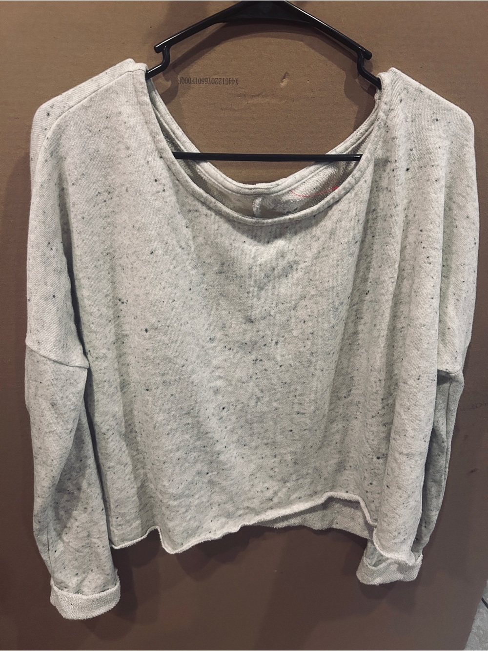 Xersion Light Gray Speckled Cropped Pullover Sweatshirt‎